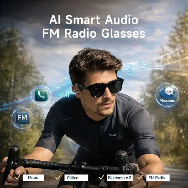 H85917d754d7148aea6b40b94cd4cb141u.webp Smart Audio Glasses Bluetooth 5.4 Open Ear Wireless Earbuds Touch Control Hands Free Calling Sports Cycling Sunglasses